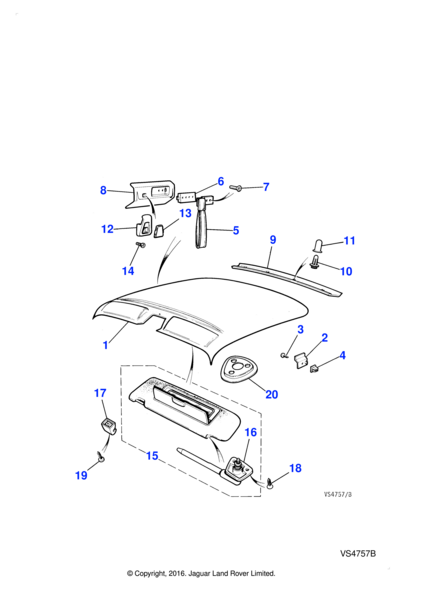 HMD1084AAAEE - Jaguar Sunvisor support clip