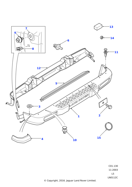 DQR101090 - Land Rover Finisher assembly-rear bumper
