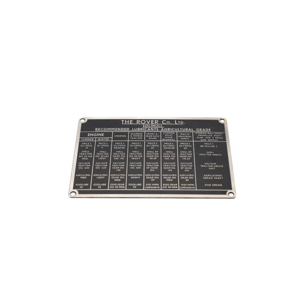 219605A - Land Rover Series 1 Oil Recommendation Plate Early