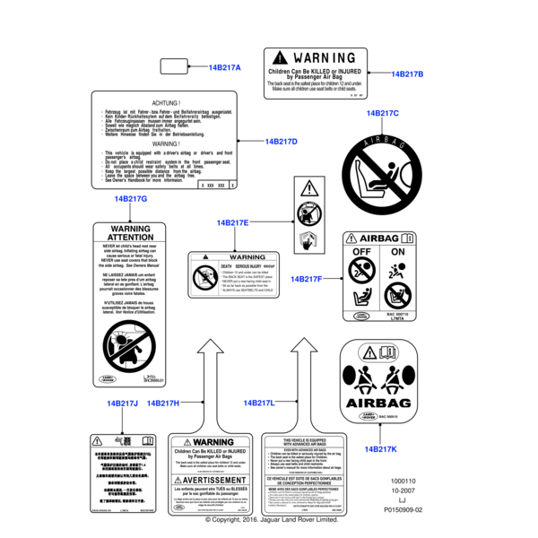 BAC501720 - Land Rover Label - Warning - Airbag