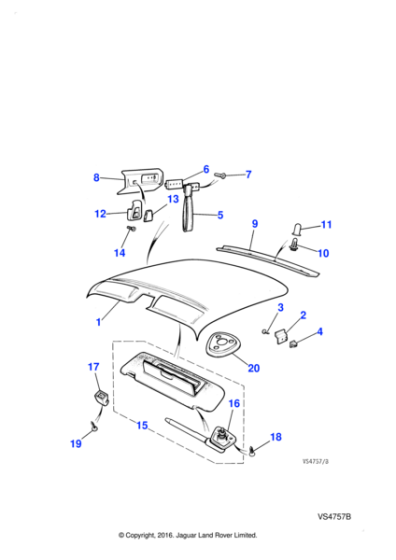 HMD1084AAAEE - Jaguar Sunvisor support clip