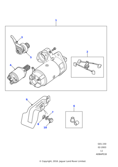 608352 - Land Rover Kit-brush starter motor