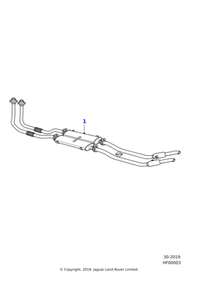 T4K12732 - JAGUAR E-TYPE STAINLESS STEEL EXHAUST 4.2L (straight through centre box)