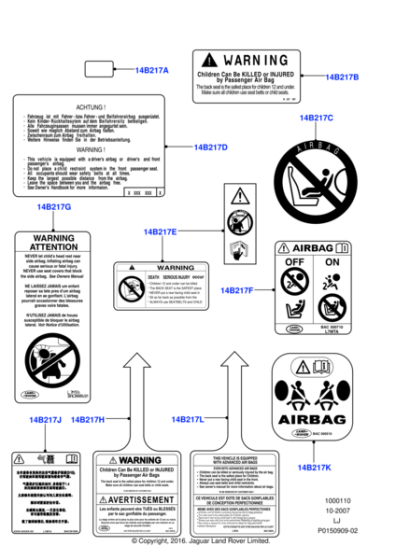 BAC501730 - Land Rover Label - Warning - Airbag